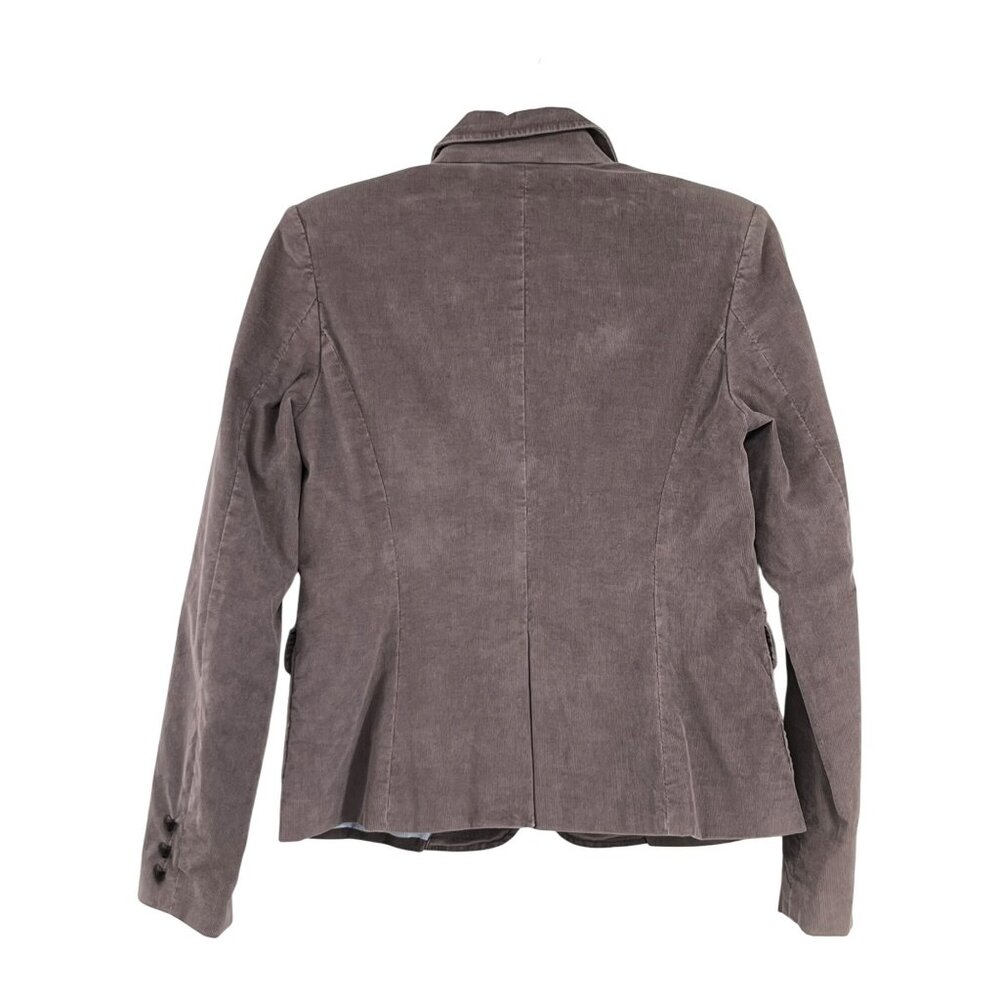 London Jean Corduroy Blazer Womens 8 Gray 2 Button Jacket Blue Lining - Picture 2 of 12